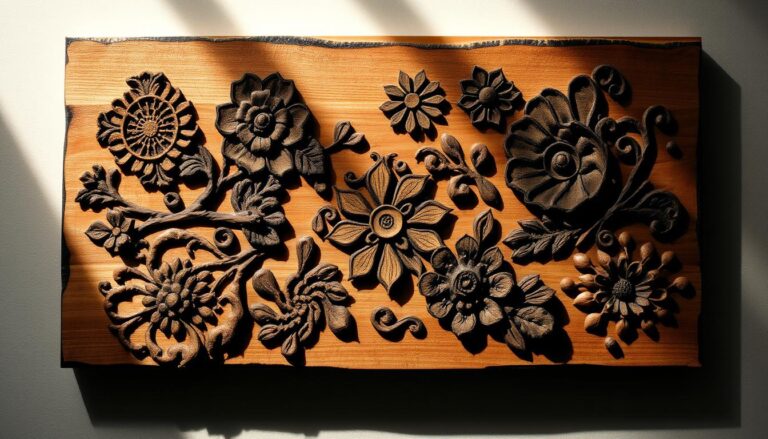 painel decorativo com madeira queimada